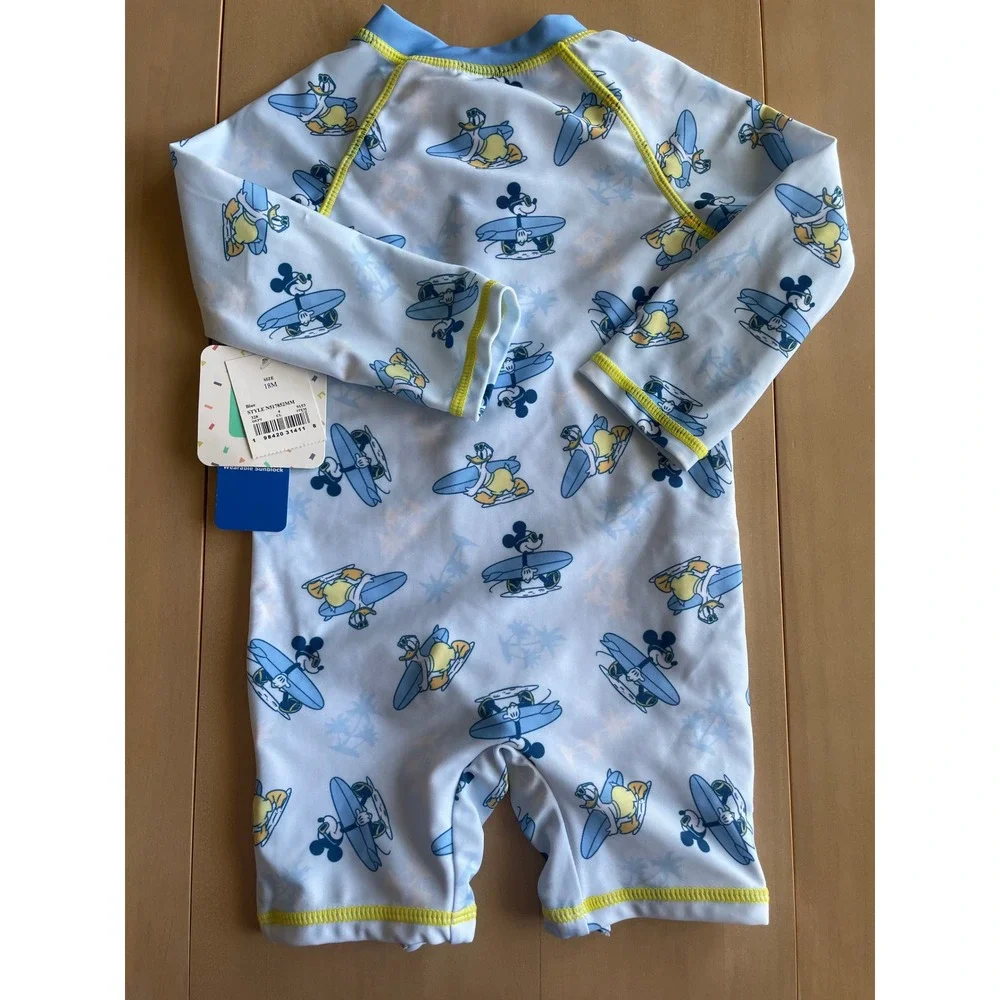 NEW Disney Baby UPF 50 Baby Boy Romper Swimsuit, Blue Mickey Mouse Sz 18 Months